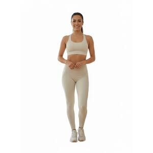 Aerie Chill Play Move High-Rise Cut-Out Leggings Biege Size Small